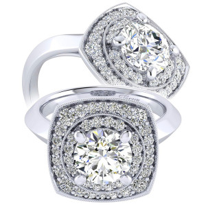 Taryn 14k White Gold Round Perfect Match Engagement Ring TE001C8AFW44JJ