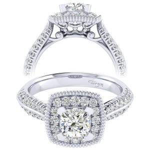 Taryn 14k White Gold Cushion Cut Perfect Match Engagement Ring TE002B4AKW44JJ