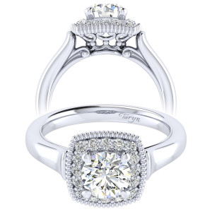 Taryn 14k White Gold Round Perfect Match Engagement Ring TE009B3ABW44JJ