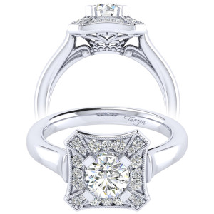 Taryn 14k White Gold Round Perfect Match Engagement Ring TE009B3AEW44JJ