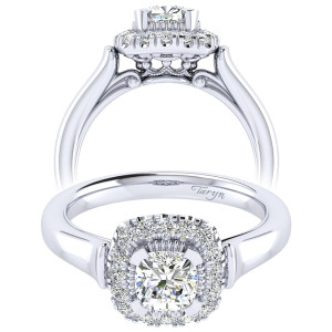 Taryn 14k White Gold Cushion Cut Perfect Match Engagement Ring TE009B3AJW44JJ