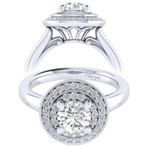 Taryn 14k White Gold Round Perfect Match Engagement Ring TE009B4AHW44JJ
