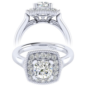 Taryn 14k White Gold Cushion Cut Perfect Match Engagement Ring TE009C6AKW44JJ