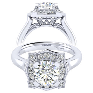 Taryn 14k White Gold Round Perfect Match Engagement Ring TE009C8ADW44JJ