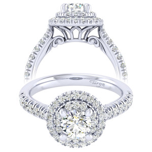 Taryn 14k White Gold Round Perfect Match Engagement Ring TE039B3AIW44JJ