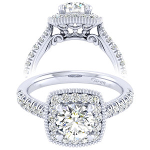 Taryn 14k White Gold Round Perfect Match Engagement Ring TE039B4ABW44JJ