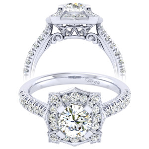 Taryn 14k White Gold Round Perfect Match Engagement Ring TE039B4ADW44JJ