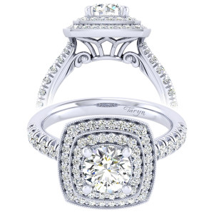 Taryn 14k White Gold Round Perfect Match Engagement Ring TE039B4AGW44JJ