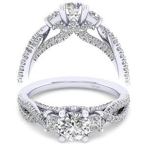Taryn 14k White Gold Round 3 Stone Engagement Ring TE12663R3W44JJ