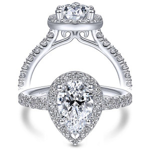 Taryn 14k White Gold Pear Shape Halo Engagement Ring TE14322W44JJ
