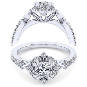 Taryn 14k White Gold Cushion Cut Halo Engagement Ring TE14411C4W44JJ