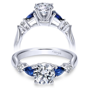 Taryn 14k White Gold Round 3 Stones Engagement Ring TE6002W44SA