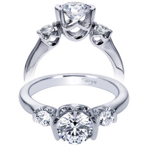 Taryn 14k White Gold Round 3 Stones Engagement Ring TE6298W44JJ
