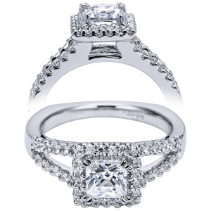 Taryn 14k White Gold Princess Cut Halo Engagement Ring TE6395W44JJ