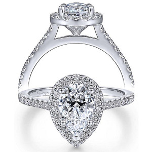 Taryn 14k White Gold Pear Shape Halo Engagement Ring TE6419P4W44JJ