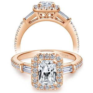 Taryn 14k Rose Gold Emerald Cut Halo Engagement Ring TE7268K44JJ