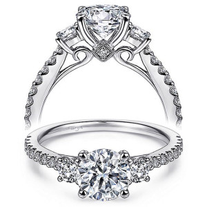 Taryn 14k White Gold Round 3 Stone Engagement Ring TE7297W44JJ