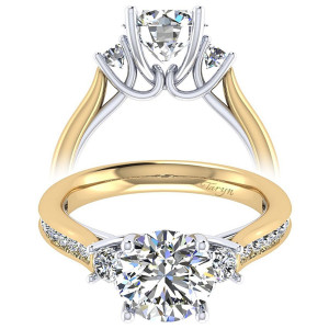 Taryn 14k Yellow/White Gold Round 3 Stones Engagement Ring TE7476M44JJ