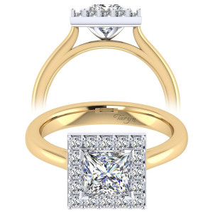 Taryn 14k Yellow/White Gold Princess Cut Halo Engagement Ring TE7490M44JJ
