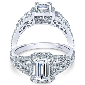 Taryn 14k White Gold Emerald Cut Halo Engagement Ring TE7740W44JJ