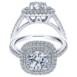 Taryn 14k White Gold Round Double Halo Engagement Ring TE8174W44JJ