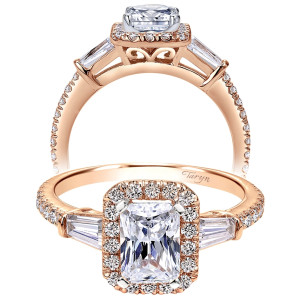 Taryn 14k Rose Gold Emerald Cut Halo Engagement Ring TE8354K44JJ