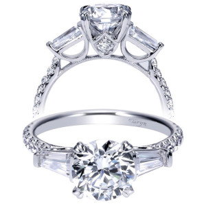 Taryn 14k White Gold Round 3 Stones Engagement Ring TE9045W44JJ