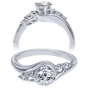Taryn 14k White Gold Round Bypass Engagement Ring TE910064W44JJ