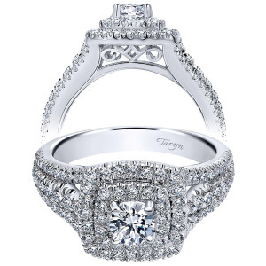 Taryn 14k White Gold Round Double Halo Engagement Ring TE910094W44JJ