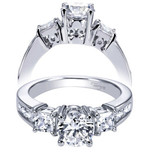 Taryn 14k White Gold Round 3 Stones Engagement Ring TE93677W44JJ