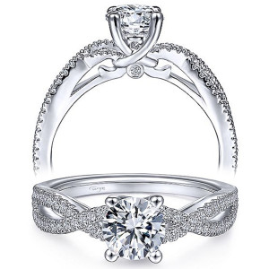 Taryn 14k White Gold Round Twisted Diamond Engagement Ring TE9408W44JJ