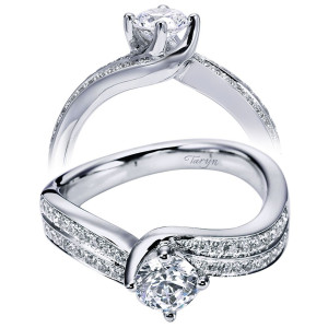 Taryn 14k White Gold Round Bypass Engagement Ring TE96294W44JJ