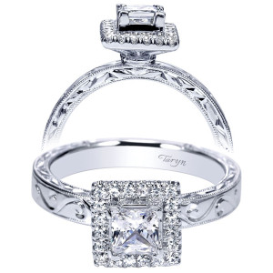 Taryn 14k White Gold Princess Cut Halo Engagement Ring TE99011W44JJ