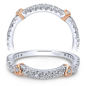 Taryn 18 Karat White/Rose Gold Round Curved Wedding Band TW11972R6T83JJ