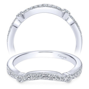 Taryn 14 Karat White Gold Round Curved Wedding Band TW4156W44JJ