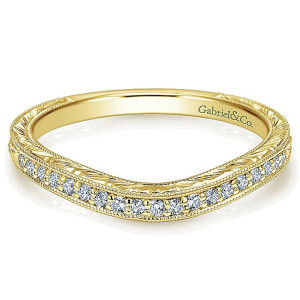 Gabriel 14 Karat Yellow Gold Curved Wedding Band WB11599R4Y44JJ