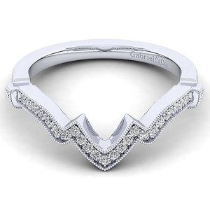 Gabriel 14 Karat White Gold Curved Wedding Band WB14305W44JJ