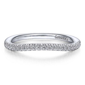 Gabriel 14 Karat White Gold Curved Wedding Band WB14409P4W44JJ