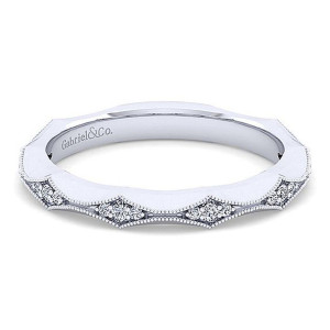 Gabriel 14 Karat White Gold Straight Wedding Band WB14427R8W44JJ