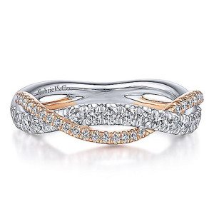Gabriel 14 Karat White/Rose Straight Wedding Band WB14460R4T44JJ