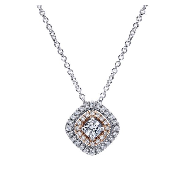 Gabriel Fashion 14 Karat Two-Tone Clustered Diamonds Necklace