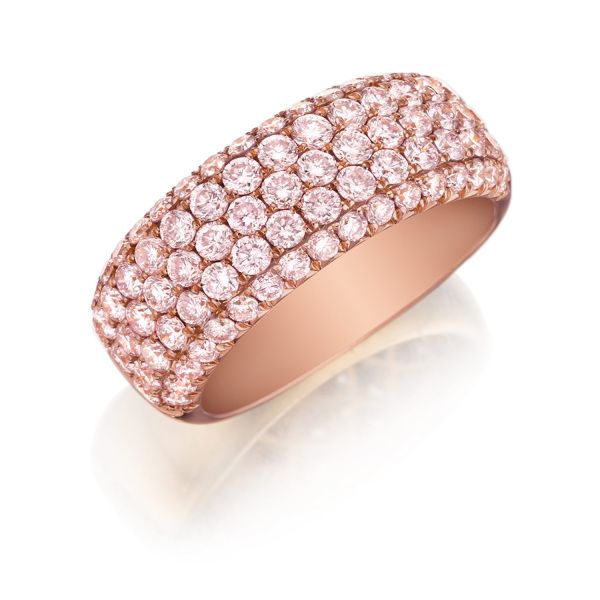 R22-2 Row Pave Set Fancy Light Pink Diamond Band | TQ Diamonds