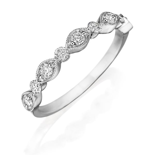 Henri Daussi R37 1 Bead Set Milgrain Diamond Band TQ Diamonds