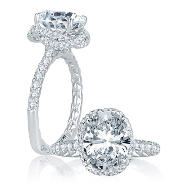 A.JAFFE 14 Karat Signature Engagement Ring MES768Q TQ Diamonds