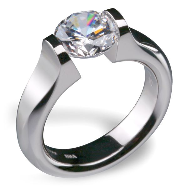 Kretchmer 18 Karat Omega Flat (OF) Tension Set Ring TQ Diamonds