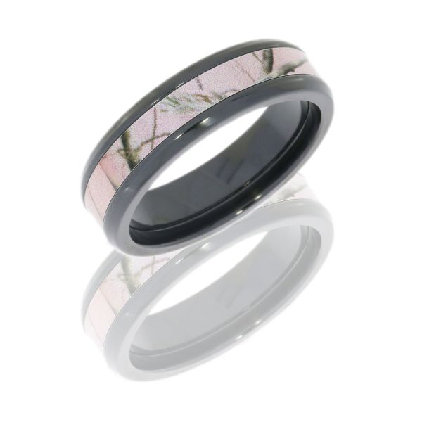 Lashbrook ZCAMO6B13-PINKTRAP POLISH Camo Wedding Ring or Band | TQ