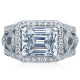 Tacori RoyalT HT2610EC10X8 platinum engagement ring with emerald-cut center and signature diamond bloom