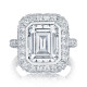 Tacori RoyalT platinum engagement ring with emerald-cut center and pave-set diamond band