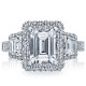 Tacori Blooming Beauties platinum engagement ring with emerald-cut center and signature crescent detailing
