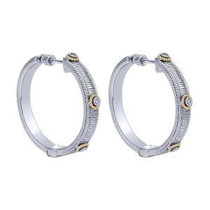 Gabriel Fashion Silver / 18 Karat Two-Tone Hoops Hoop Earrings EG10723MY5JJ